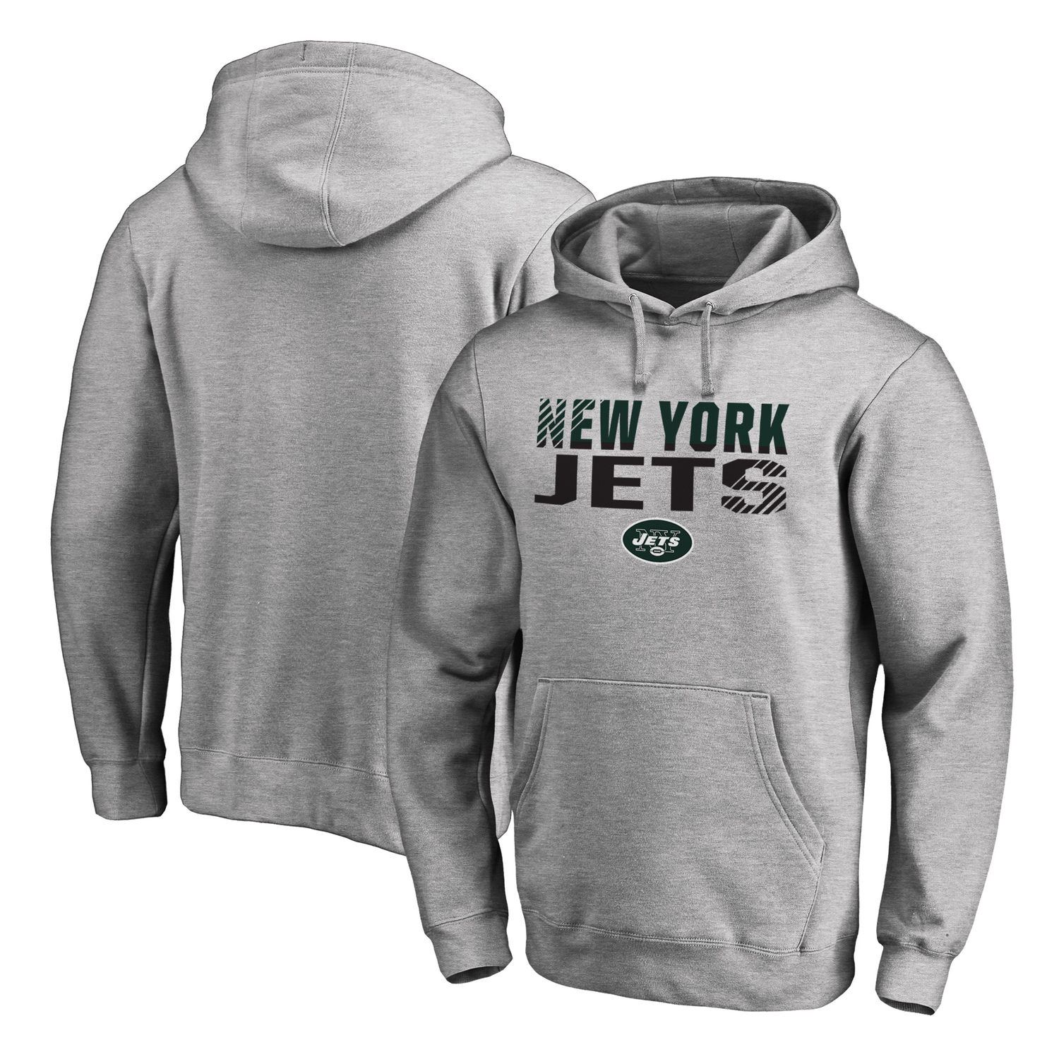 Men's New York Jets NFL Pro Line by Fanatics Branded Ash Iconic Collection Fade Out Pullover Hoodie