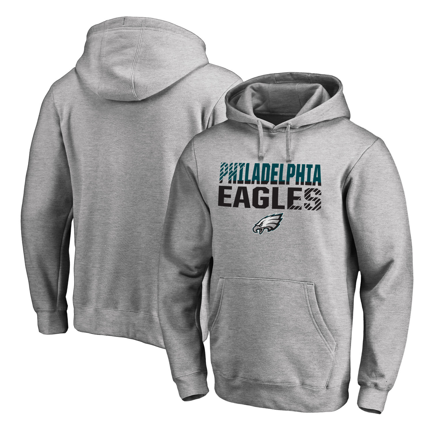 Men's Philadelphia Eagles NFL Pro Line by Fanatics Branded Ash Iconic Collection Fade Out Pullover Hoodie