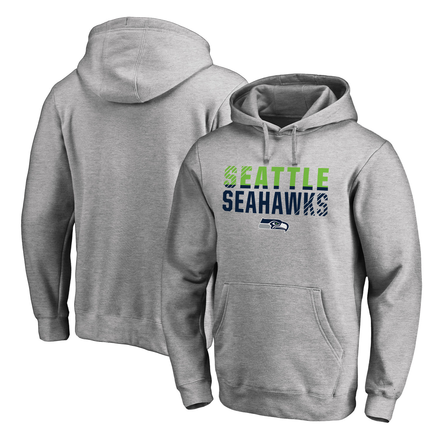 Men's Seattle Seahawks NFL Pro Line by Fanatics Branded Ash Iconic Collection Fade Out Pullover Hoodie