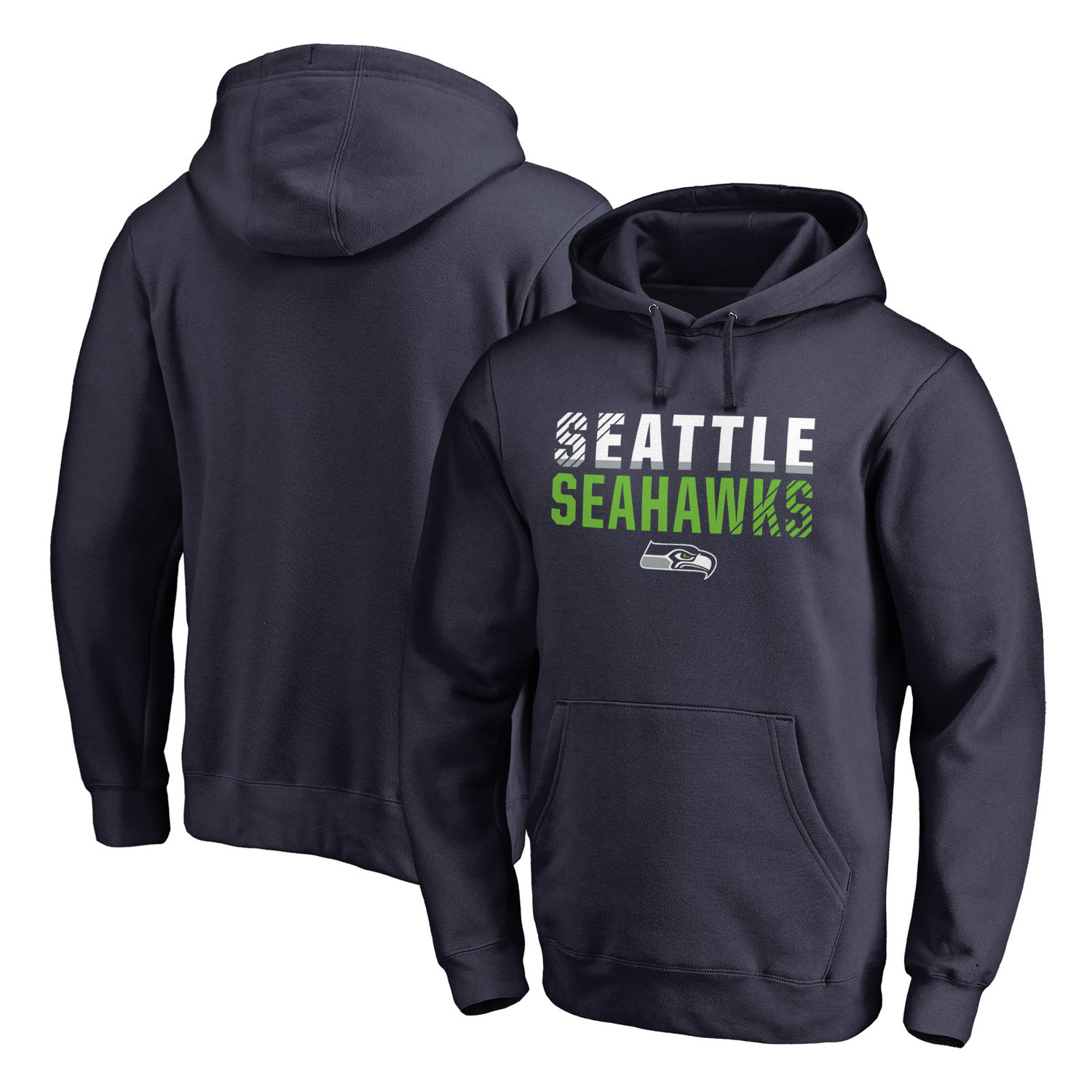 Men's Seattle Seahawks NFL Pro Line by Fanatics Branded College Navy Iconic Collection Fade Out Pullover Hoodie