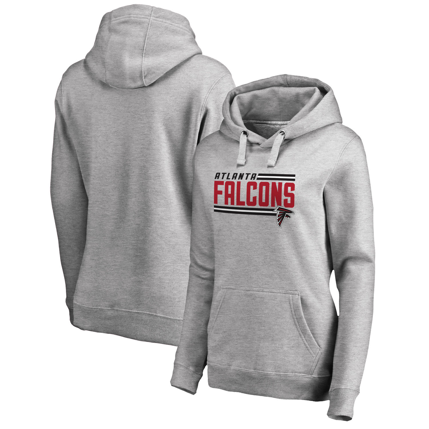 Women's Atlanta Falcons NFL Pro Line by Fanatics Branded Ash Iconic Collection On Side Stripe Pullover Hoodie