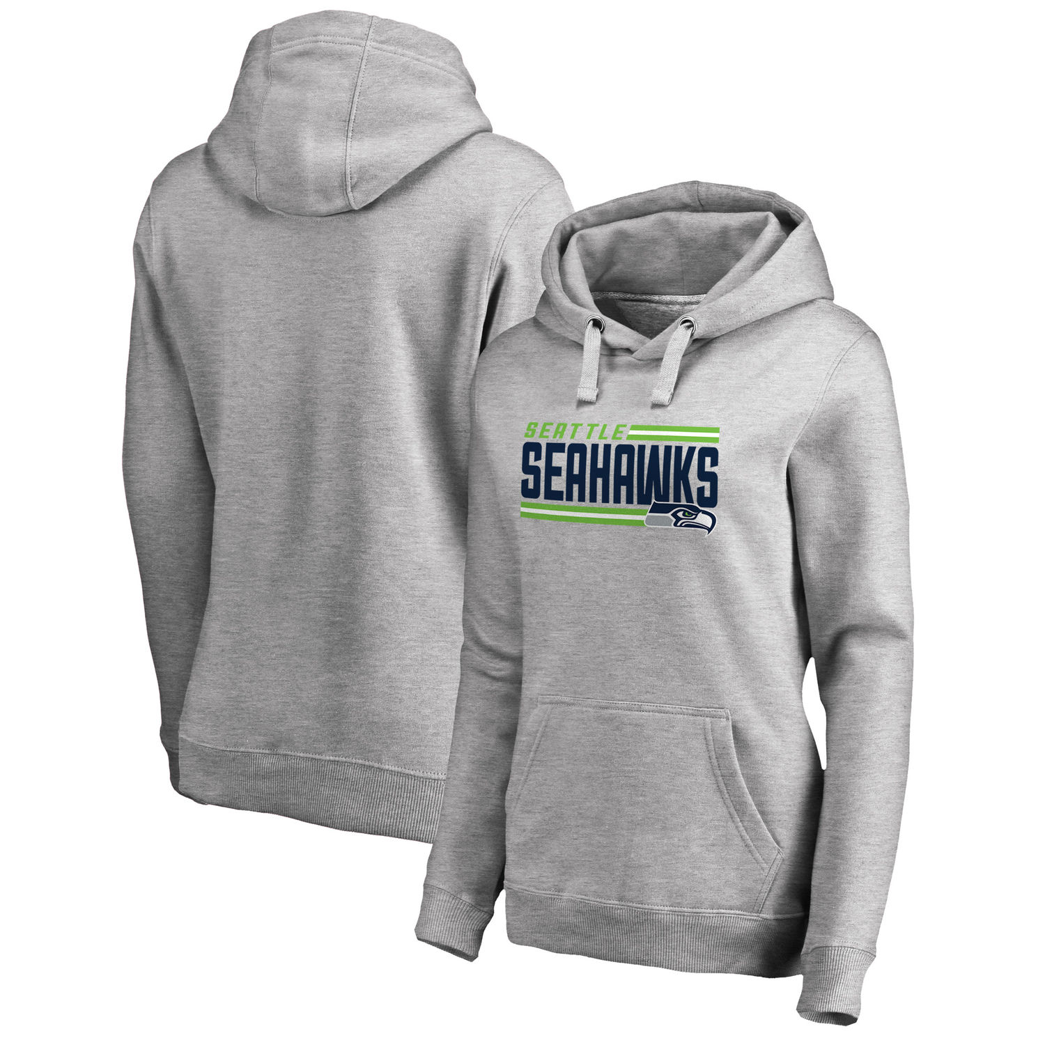 Women's Seattle Seahawks NFL Pro Line by Fanatics Branded Ash Iconic Collection On Side Stripe Pullover Hoodie