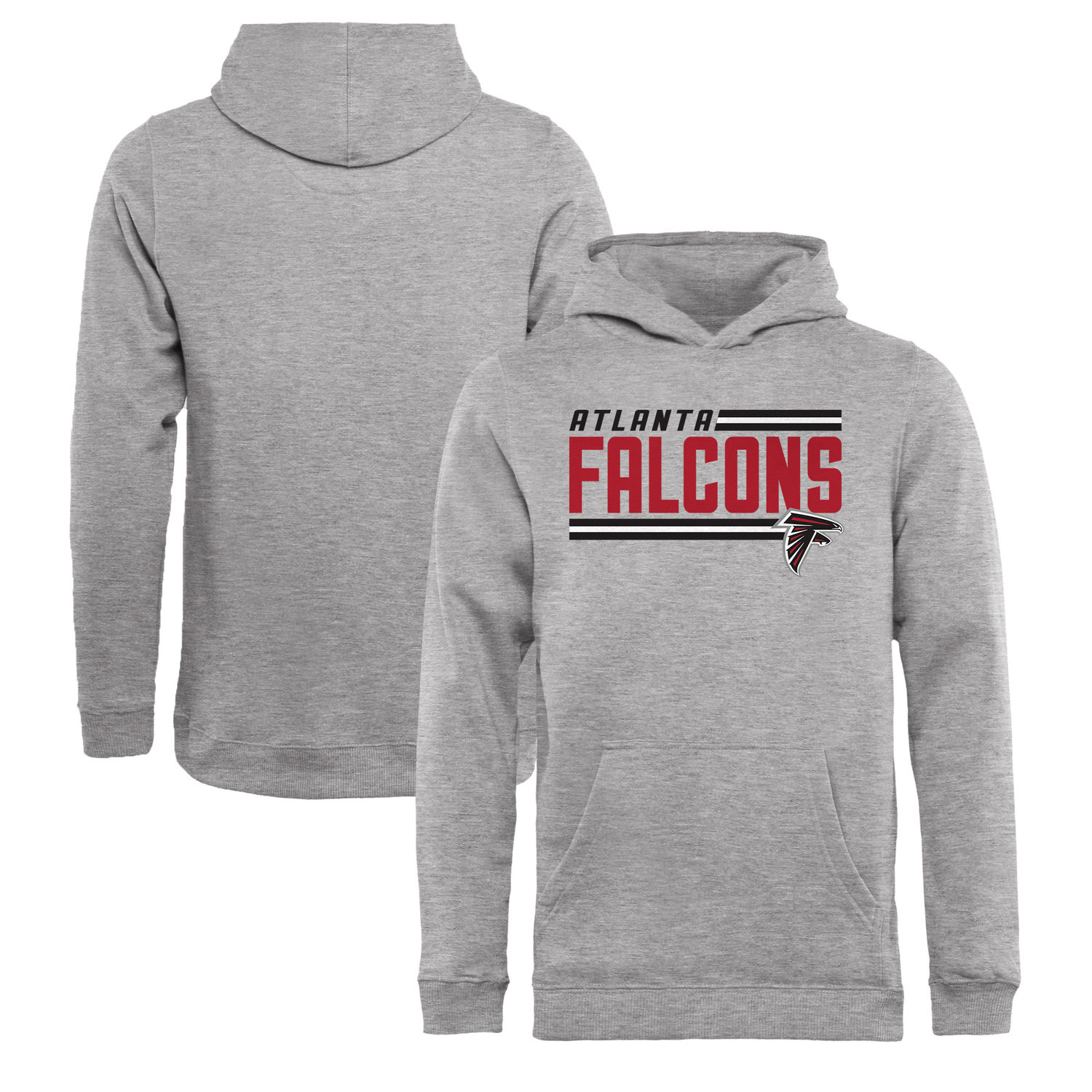 Youth Atlanta Falcons NFL Pro Line by Fanatics Branded Ash Iconic Collection On Side Stripe Pullover Hoodie