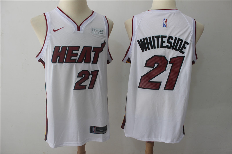 Heat 21 Hassan Whiteside White Nike Authentic Jersey
