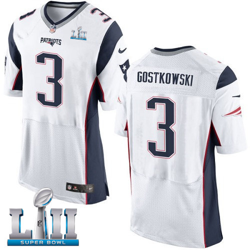 Nike Patriots 3 Stephen Gostkowski White 2018 Super Bowl LII Elite Jersey