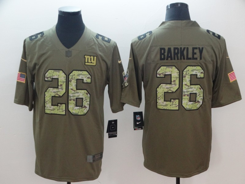 Nike Giants 26 Saquon Barkley Olive Camo Salute To Service Limited Jersey