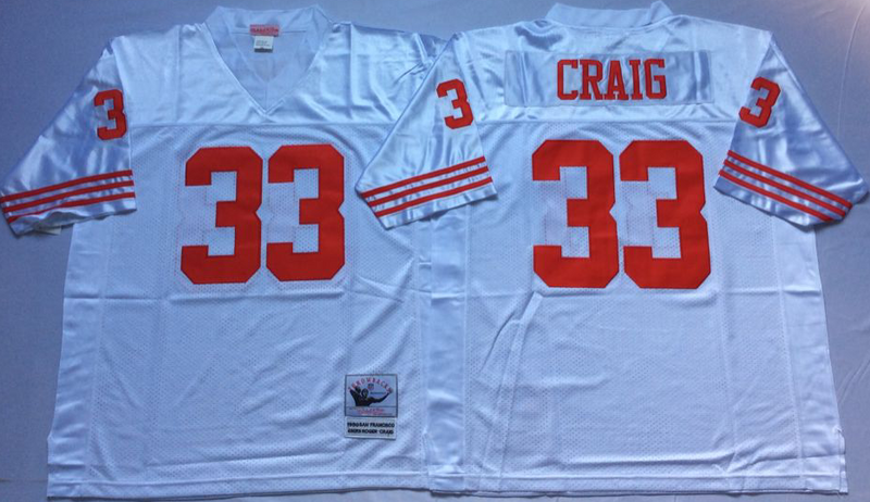 49ers 33 Roger Craig White M&N Throwback Jersey