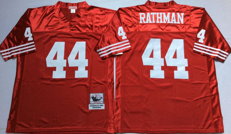 49ers 44 Tom Rathman Red M&N Throwback Jersey