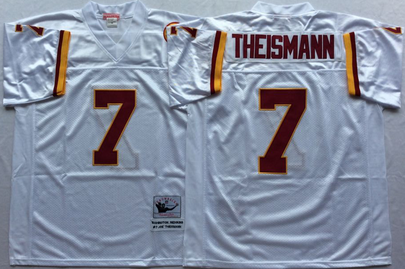 Redskins 7 Joe Theismann White M&N Throwback Jersey