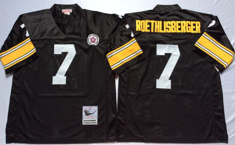 Steelers 7 Ben Roethlisberger Black M&N Throwback Jersey