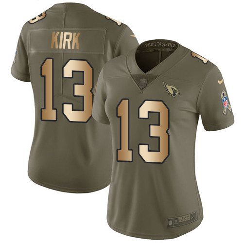 Nike Cardinals 13 Christian Kirk Olive Gold Women Salute To Service Limited Jersey