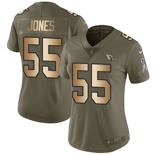 Nike Cardinals 55 Chandler Jones Olive Gold Women Salute To Service Limited Jersey
