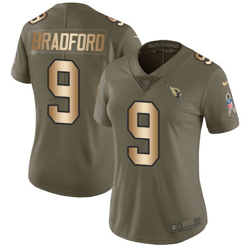 Nike Cardinals 9 Sam Bradford Olive Gold Women Salute To Service Limited Jersey
