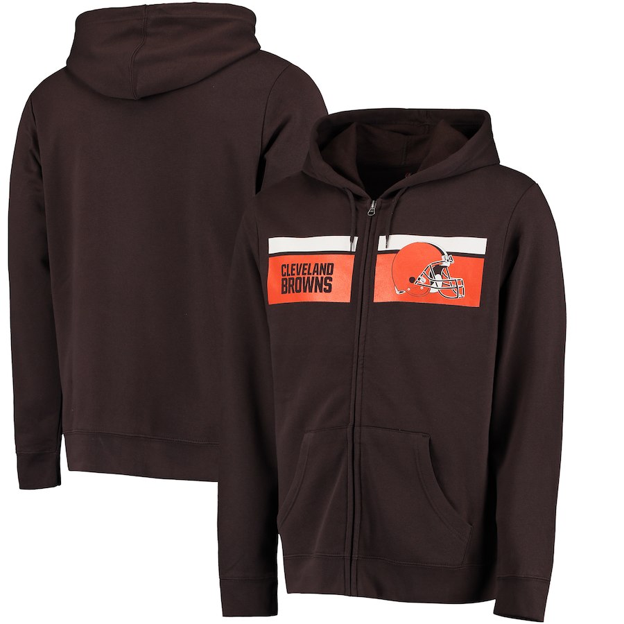 Cleveland Browns Majestic Touchback Full Zip Hoodie Brown