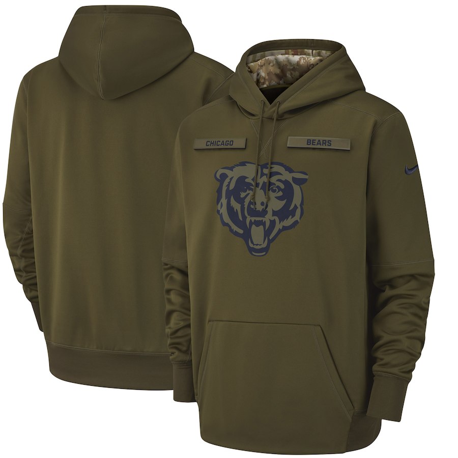Chicago Bears Nike Salute to Service Sideline Therma Performance Pullover Hoodie Olive
