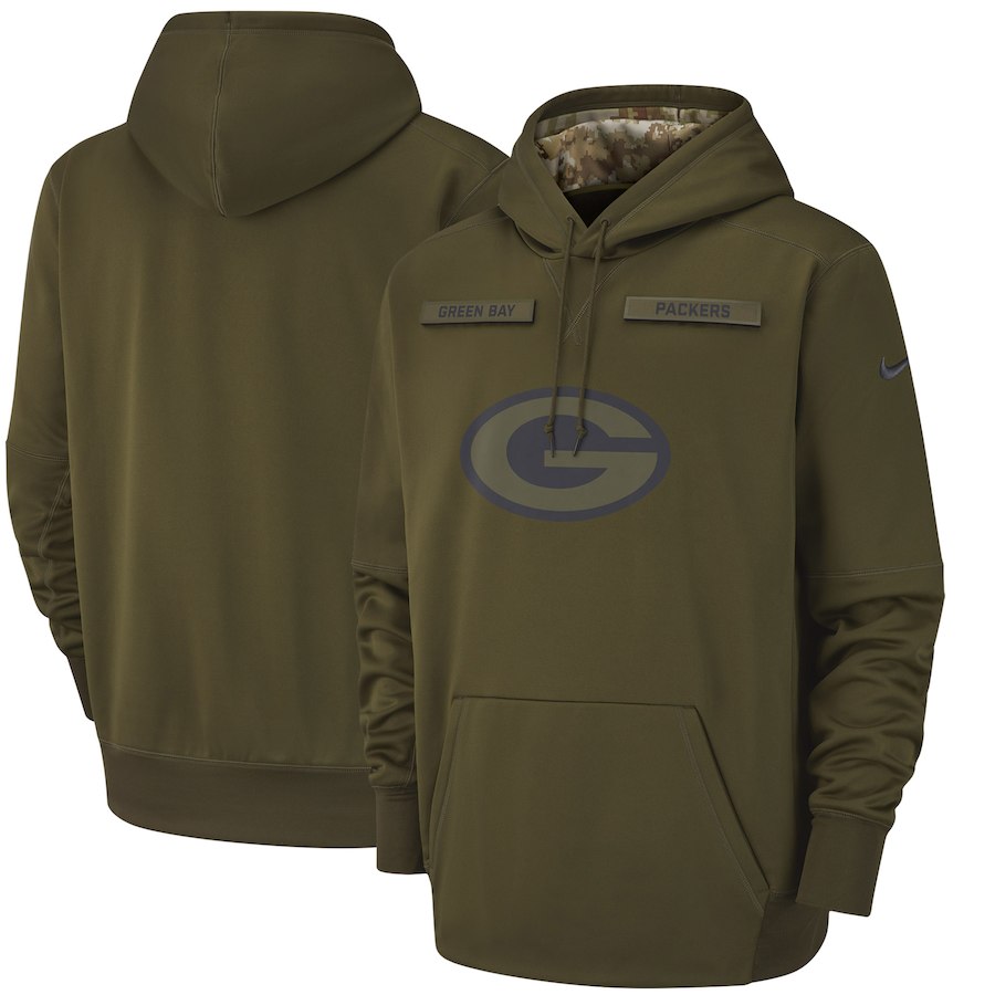 Green Bay Packers Nike Salute to Service Sideline Therma Performance Pullover Hoodie Olive