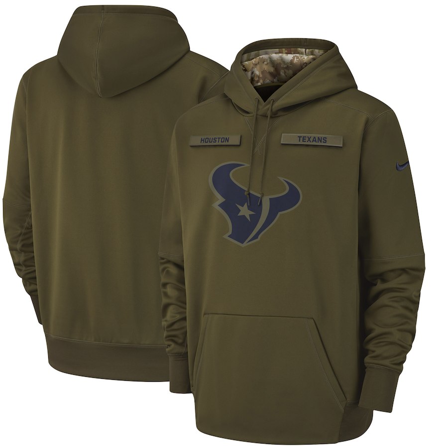 Houston Texans Nike Salute to Service Sideline Therma Performance Pullover Hoodie Olive