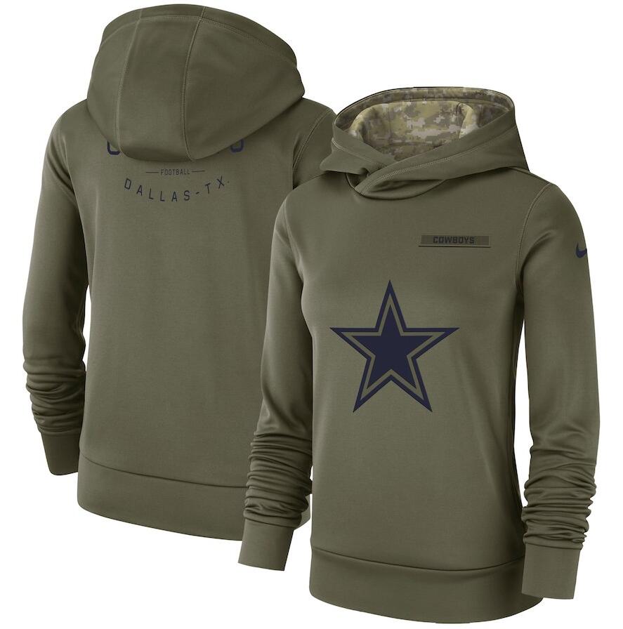 Dallas Cowboys Nike Women's Salute to Service Team Logo Performance Pullover Hoodie Olive