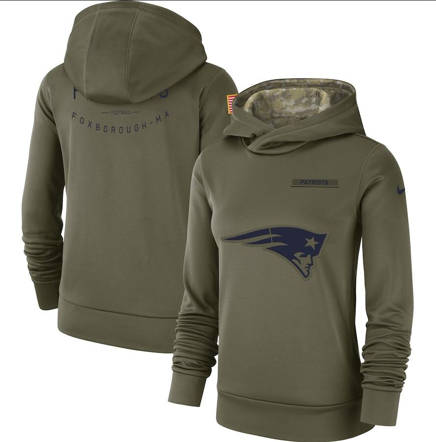 New England Patriots Nike Women's Salute to Service Team Logo Performance Pullover Hoodie Olive