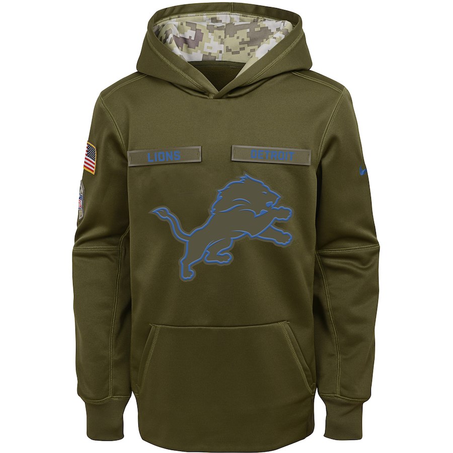 Detroit Lions Nike Youth Salute to Service Pullover Performance Hoodie Green