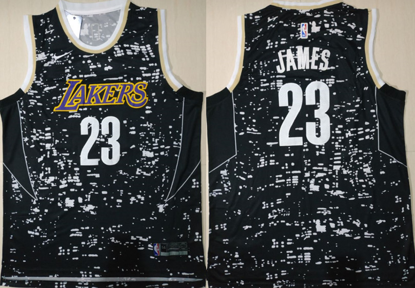 Lakers 23 Lebron James Black City Luminous Nike Swingman Jersey