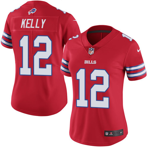 Nike Bills 12 Jim Kelly Red Women Color Rush Limited Jersey