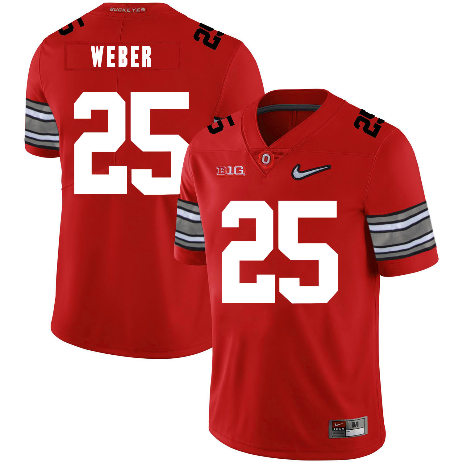 Ohio State Buckeyes 25 Mike Weber Red Diamond Nike Logo College Football Jersey