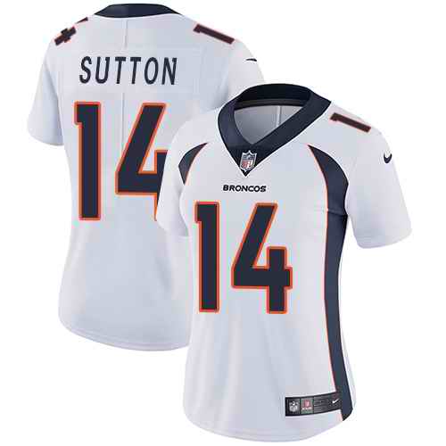 Nike Broncos 14 Courtland Sutton White Women Vapor Untouchable Limited Jersey