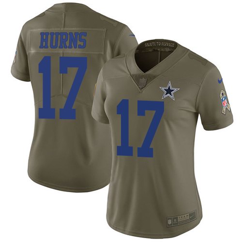 Nike Cowboys 17 Allen Hurns Olive Women Salute To Service Limited Jersey