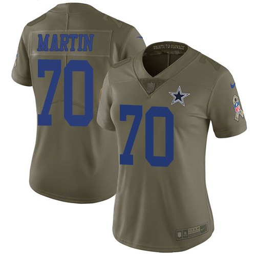Nike Cowboys 70 Zack Martin Olive Women Salute To Service Limited Jersey