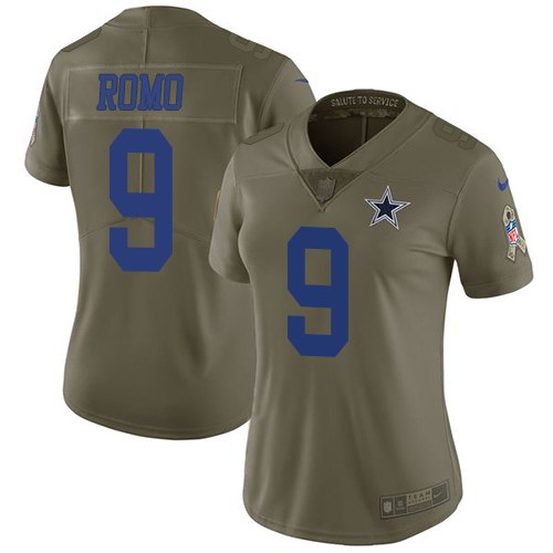 Nike Cowboys 9 Tony Romo Olive Salute To Service Limited Jersey
