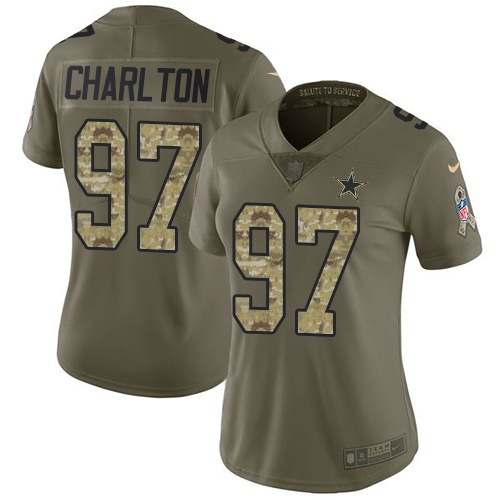 Nike Cowboys 97 Taco Charlton Olive Camo Women Salute To Service Limited Jersey