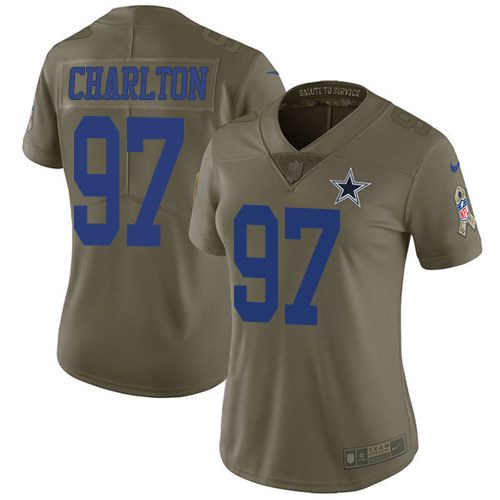 Nike Cowboys 97 Taco Charlton Olive Women Salute To Service Limited Jersey