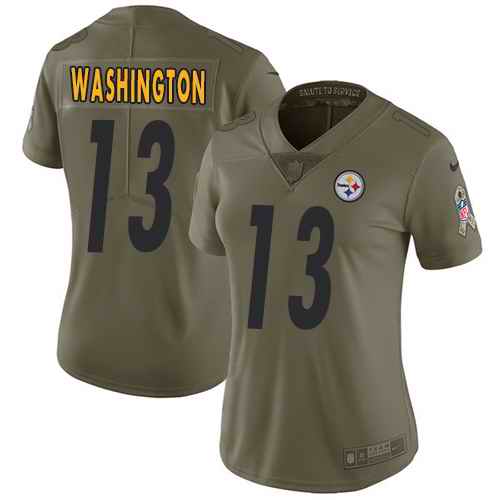 Nike Steelers 13 James Washington Olive Women Salute To Service Limited Jersey