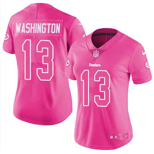 Nike Steelers 13 James Washington Pink Women Rush Limited Jersey