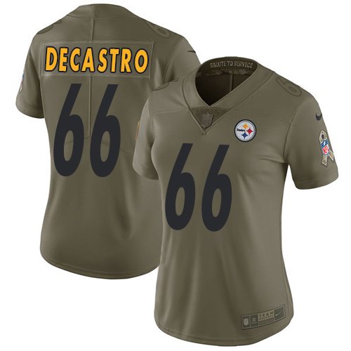 Nike Steelers 66 David DeCastro Olive Women Salute To Service Limited Jersey