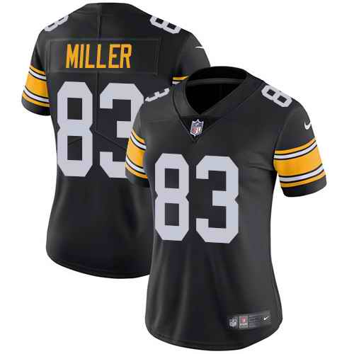Nike Steelers 83 Heath Miller Black Alternate Women Vapor Untouchable Limited Jersey