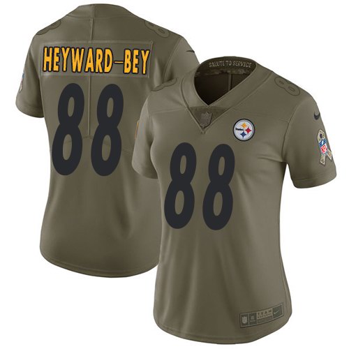 Nike Steelers 88 Darrius Heyward Bey Olive Women Salute To Service Limited Jersey