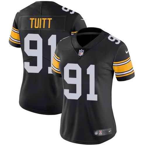 Nike Steelers 91 Stephon Tuitt Black Alternate Women Vapor Untouchable Limited Jersey