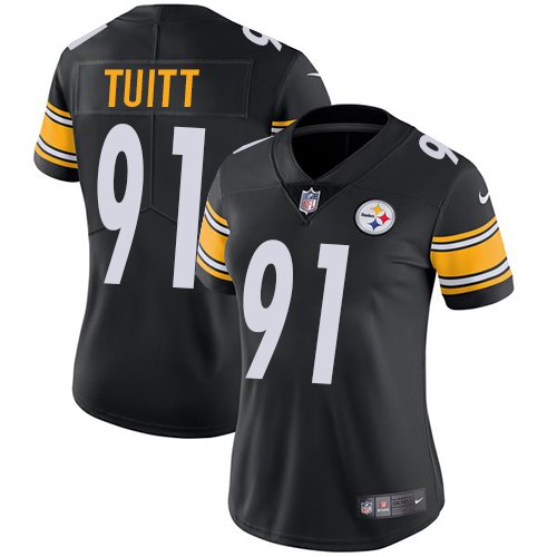 Nike Steelers 91 Stephon Tuitt Black Women Vapor Untouchable Limited Jersey