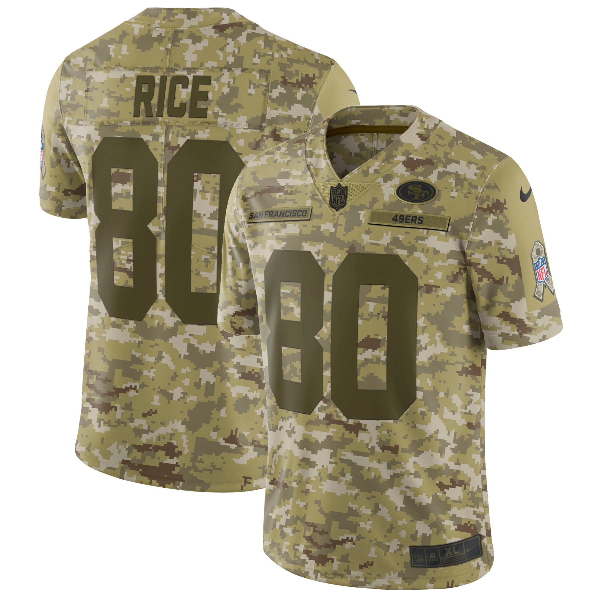 Nike 49ers 80 Jerry Rice Camo Salute To Service Limited Jersey