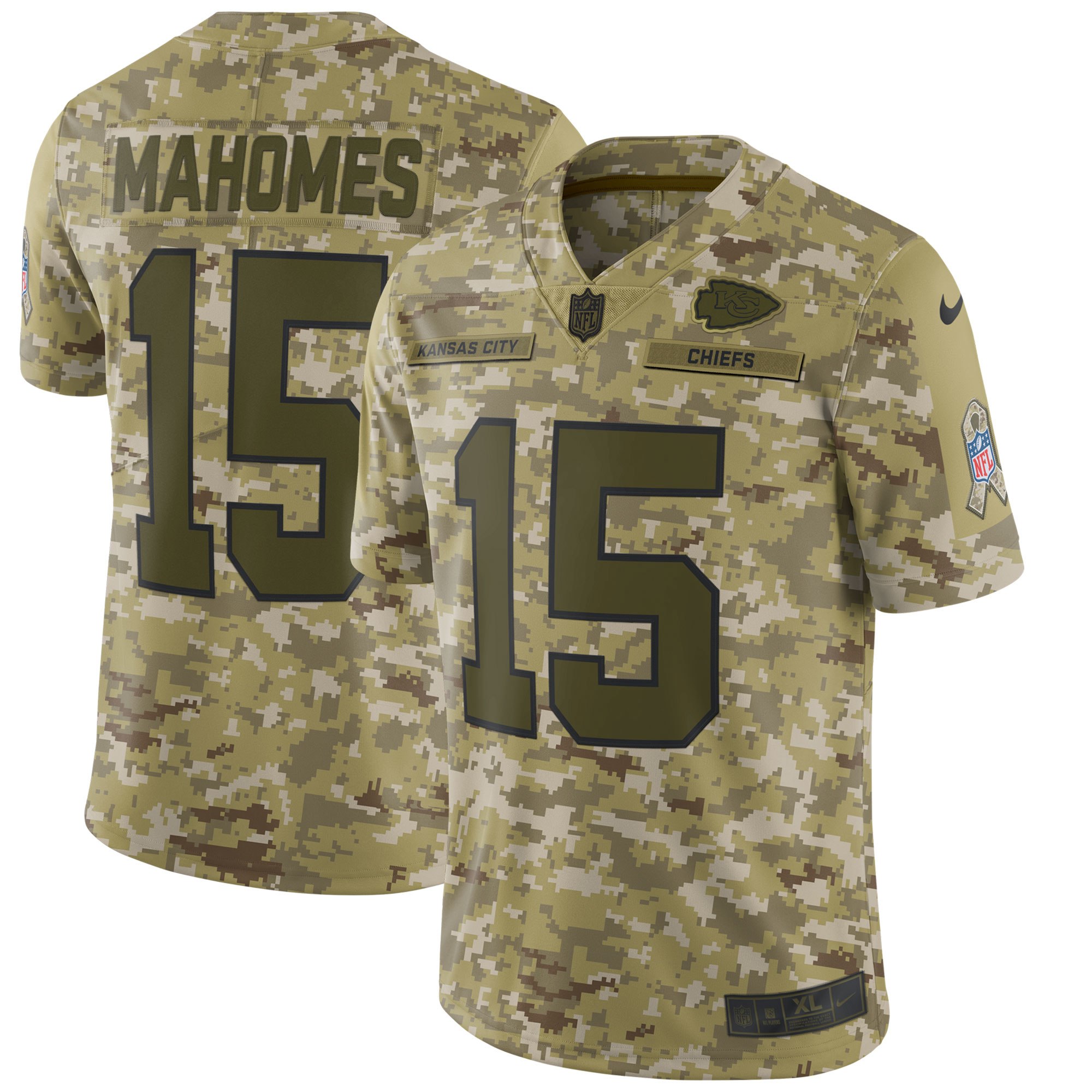 Nike Chiefs 15 Patrick Mahomes Camo Salute To Service Limited Jersey