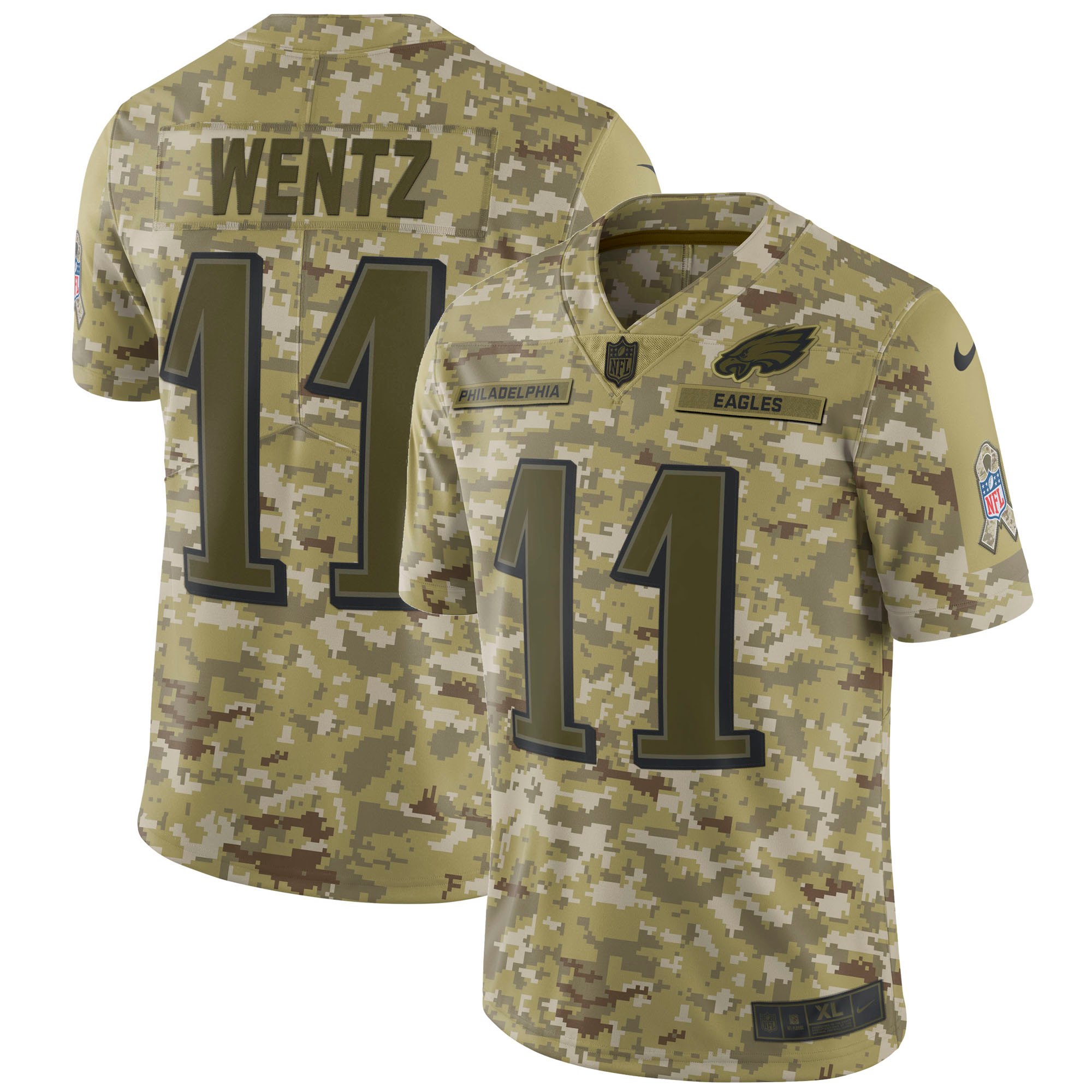 Nike Eagles 11 Carson Wentz Camo Salute To Service Limited Jersey