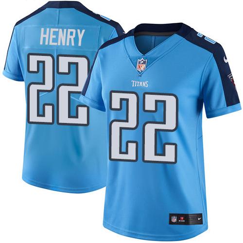 Nike Titans 22 Derrick Henry Light Blue Women Vapor Untouchable Limited Jersey