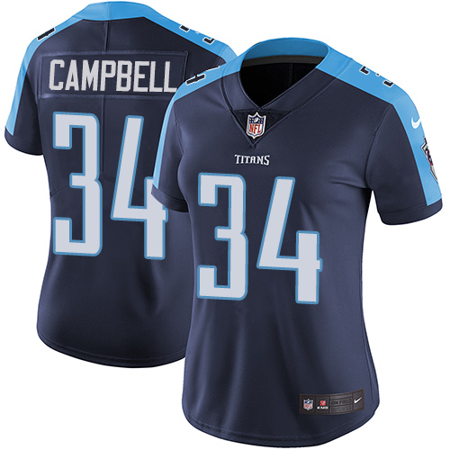Nike Titans 34 Earl Campbell Navy Women Vapor Untouchable Limited Jersey