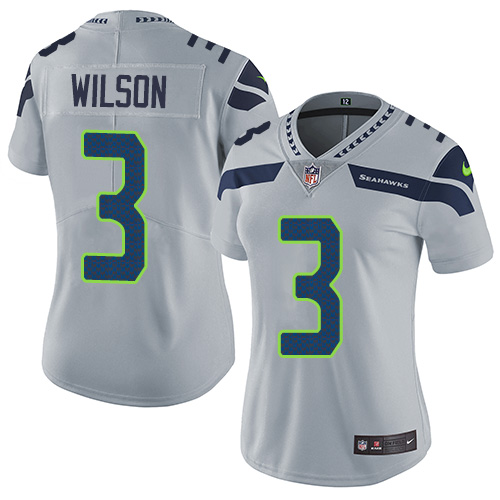 Nike Seahawks 3 Russell Wilson Gray Women Vapor Untouchable Limited Jersey