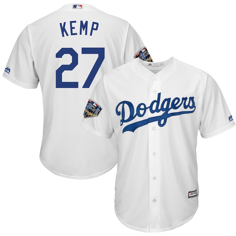 Dodgers 27 Matt Kemp White 2018 World Series Cool Base Player Jersey