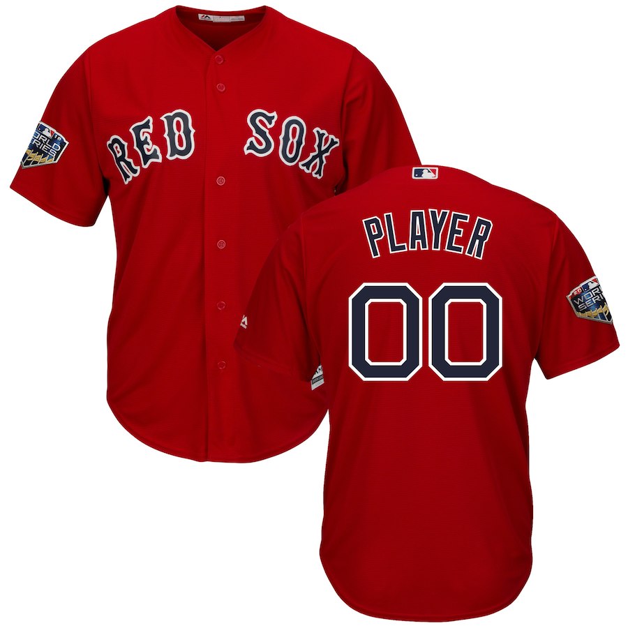 Red Sox Scarlet Men's 2018 World Series Cool Base Customized Jersey