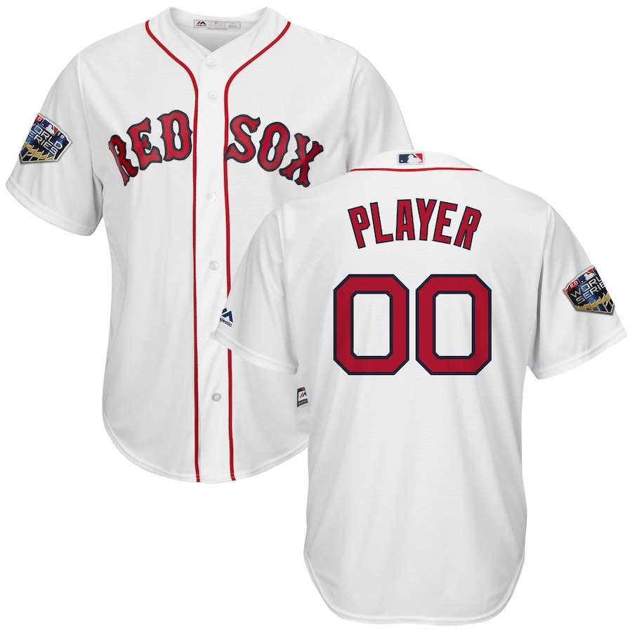 Red Sox White Men's 2018 World Series Cool Base Customized Jersey