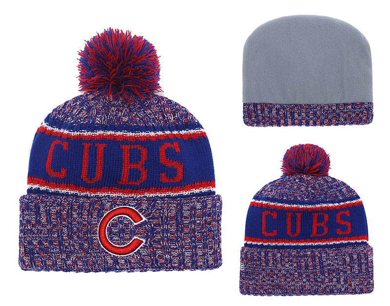 Cubs Team Logo Cuffed Knit Hat With Pom YD